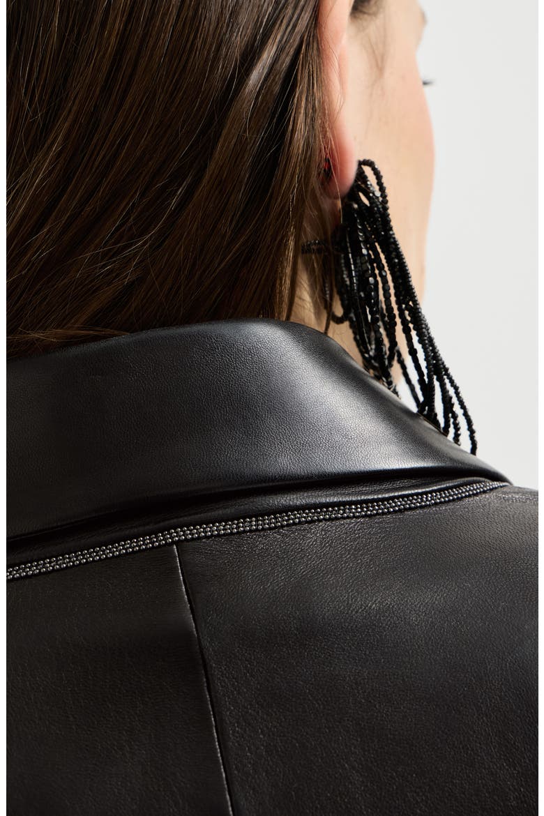 Nappa leather blazer with monili, Alternate, color, Black