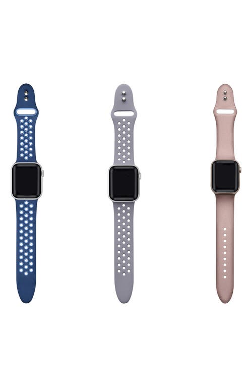 The Posh Tech Assorted 3-pack Silicone Apple Watch® Watchbands In Blue/lavender/pink Assorted