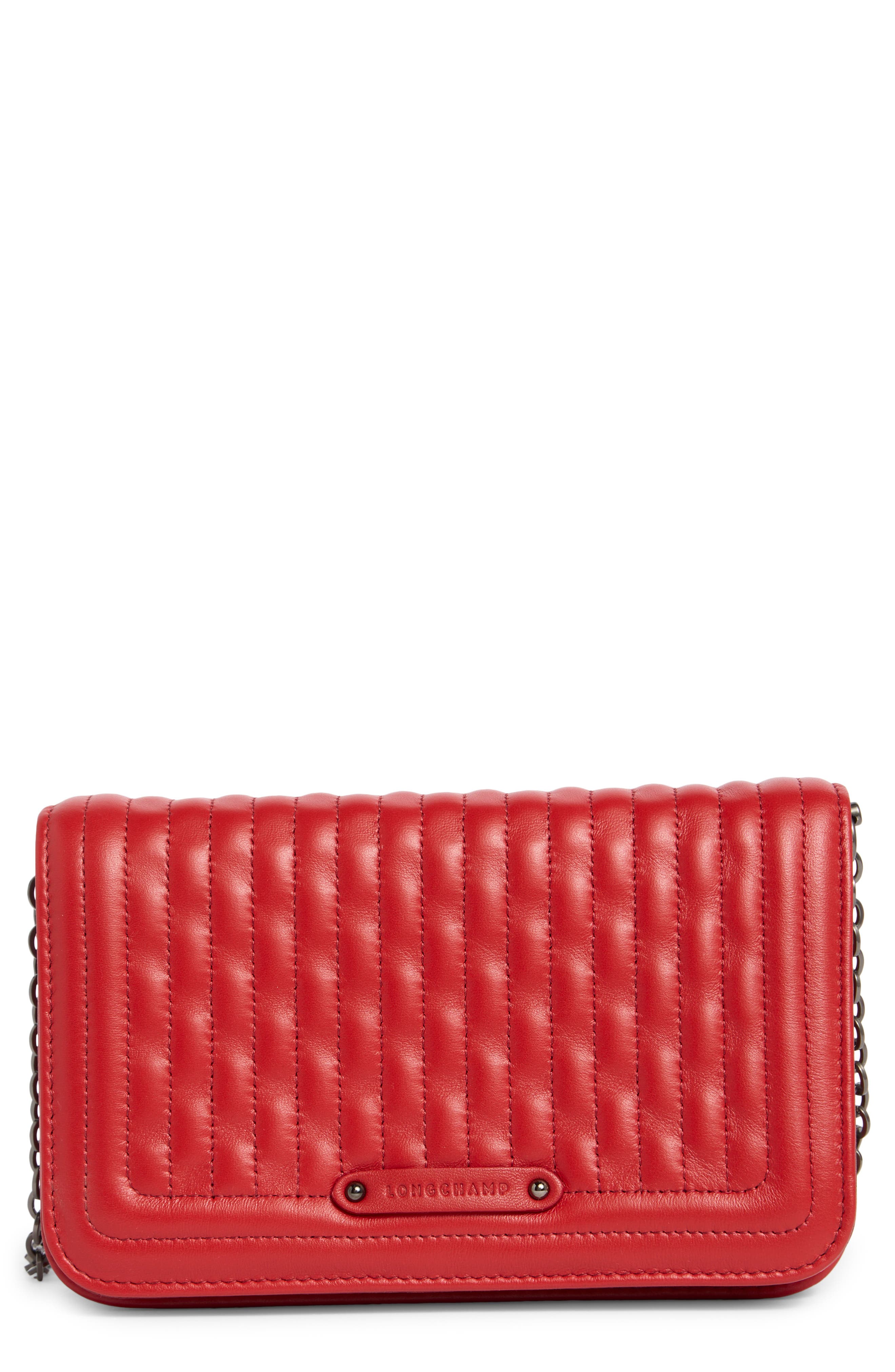 Longchamp Quilted Leather Wallet on a Chain