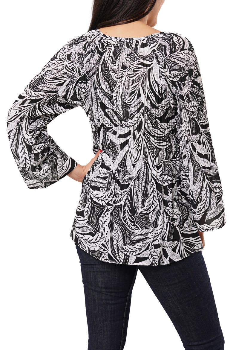 Pleated Tie Front Top, Alternate, color, JOHANNA WHITE