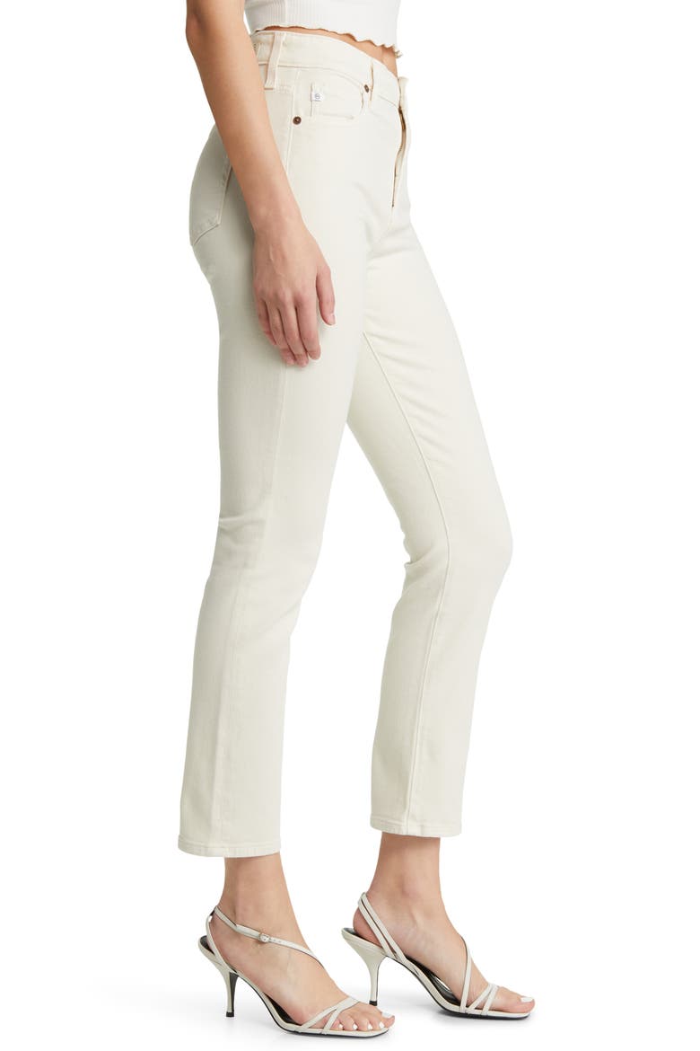 Mari High Waist Ankle Straight Leg Jeans, Alternate, color, WHITE CREAM
