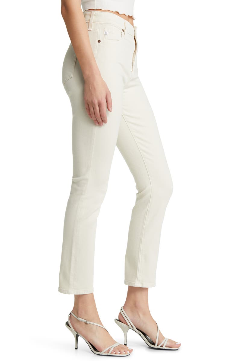 AG Mari High Waist Ankle Straight Leg Jeans, Alternate, color, White Cream