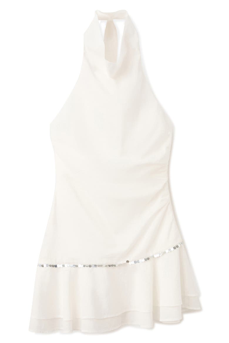 Ruffled Halter Neck Dress, Main, color, WHITE