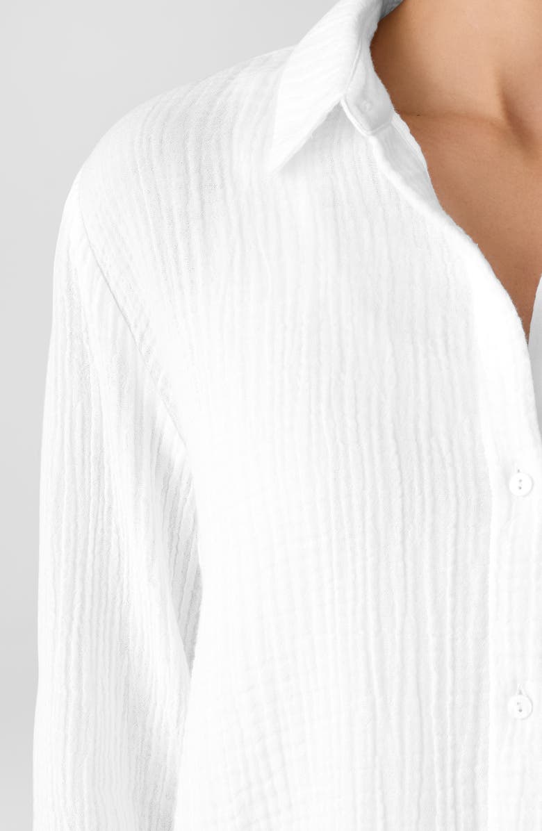 Eileen Fisher Easy Classic Organic Cotton Button-Up Shirt, Alternate, color, White