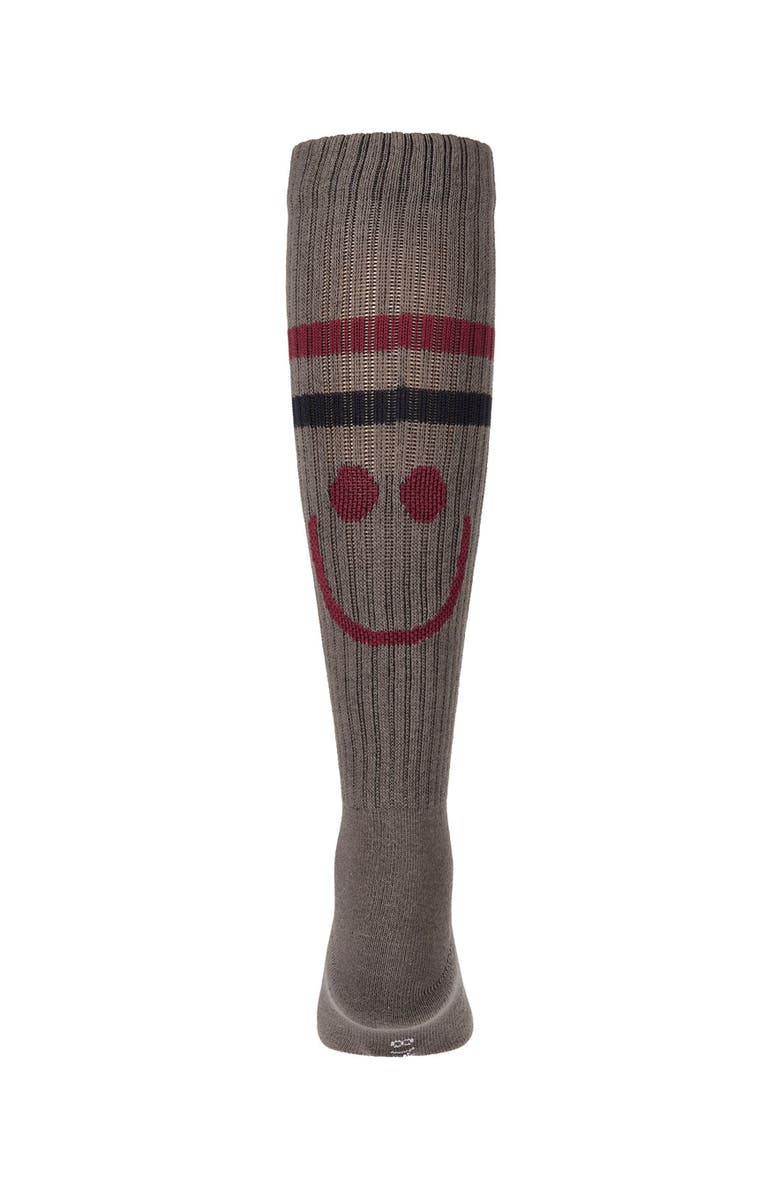 MeMoi Smile Stripe Knee High Sock, Main, color, Gray