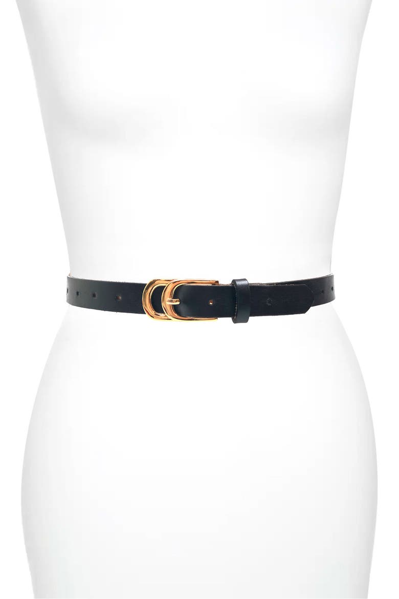 Infinity Skinny Leather Belt, Main, color, BLACK