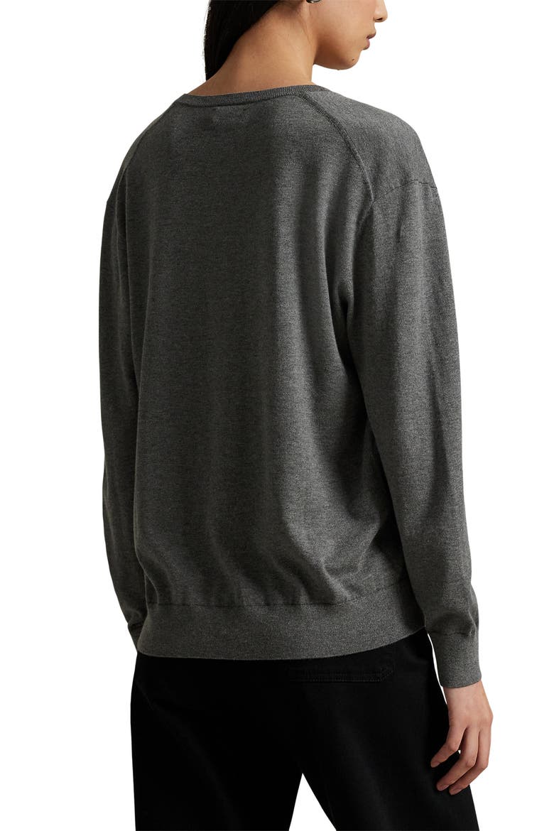 Relaxed Cotton V-Neck Sweater, Alternate, color, ANTIQUE HEATHER