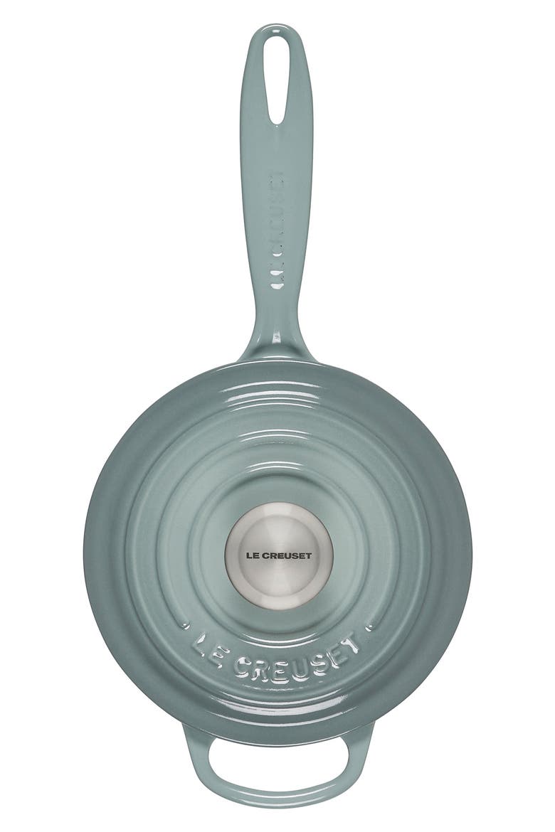 Signature 1.75-Quart Enameled Cast Iron Saucepan, Alternate, color, SEA SALT