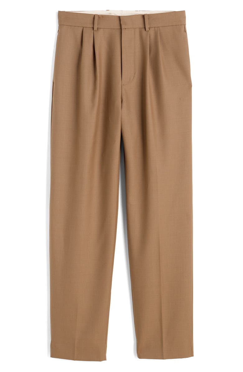 Madewell Double Pleated Wool Blend Twill Pants, Alternate, color, Desert Brown