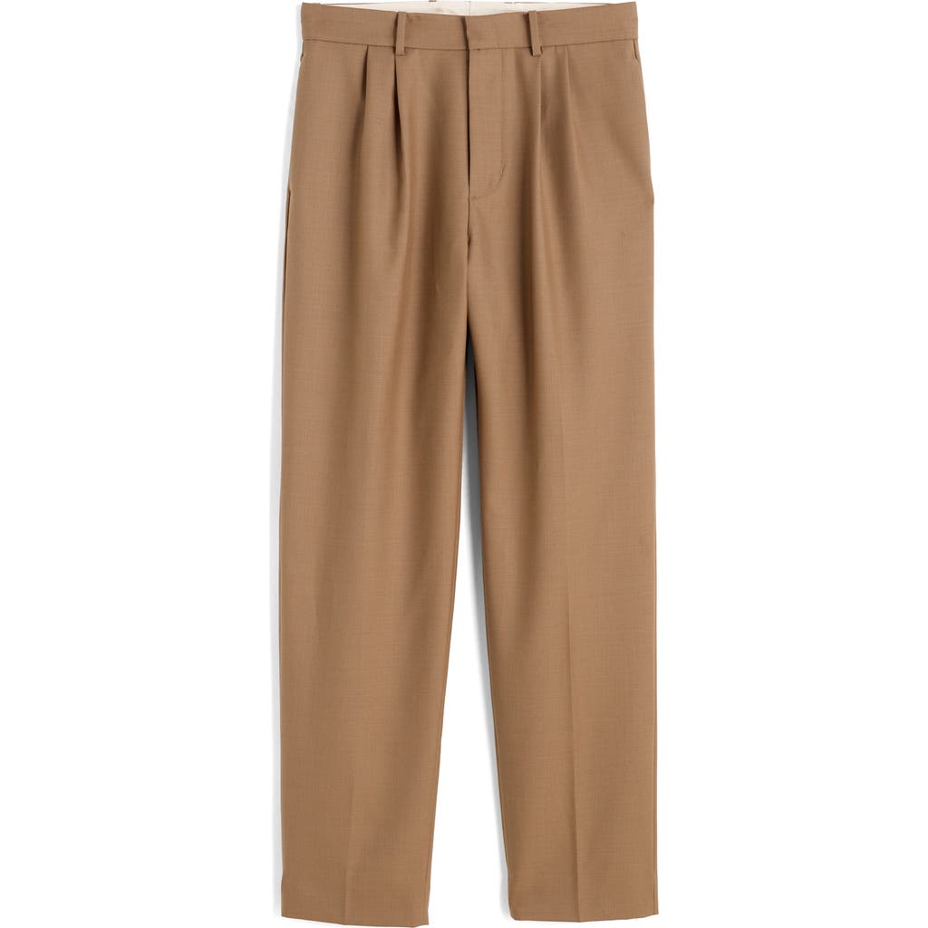 Madewell Double Pleated Wool Blend Twill Pants In Brown