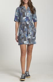 APNY Patchwork Print Belted Dress