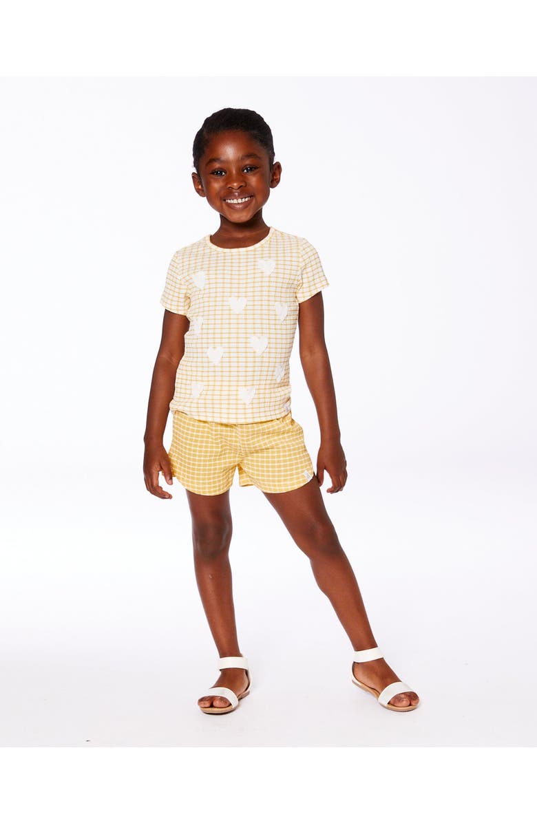 Deux par Deux Little Girl's Crinkle Short Pale Yellow And White, Alternate, color, Pale Yellow And White