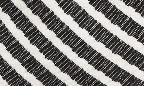 Loveappella Puckered Stripe Wrap Front Top In Black