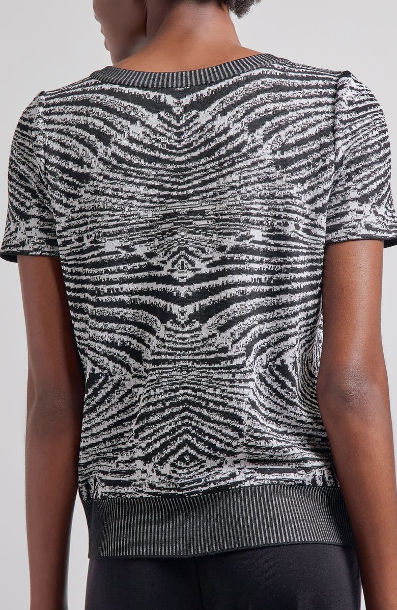 Misook Animal Print Jacquard Short Sleeve Sweater, Alternate, color, 