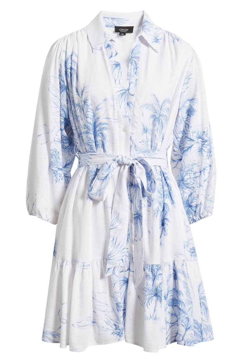 Tie Waist Ruffle Hem Long Sleeve Dress, Alternate, color, BLUE HAZE