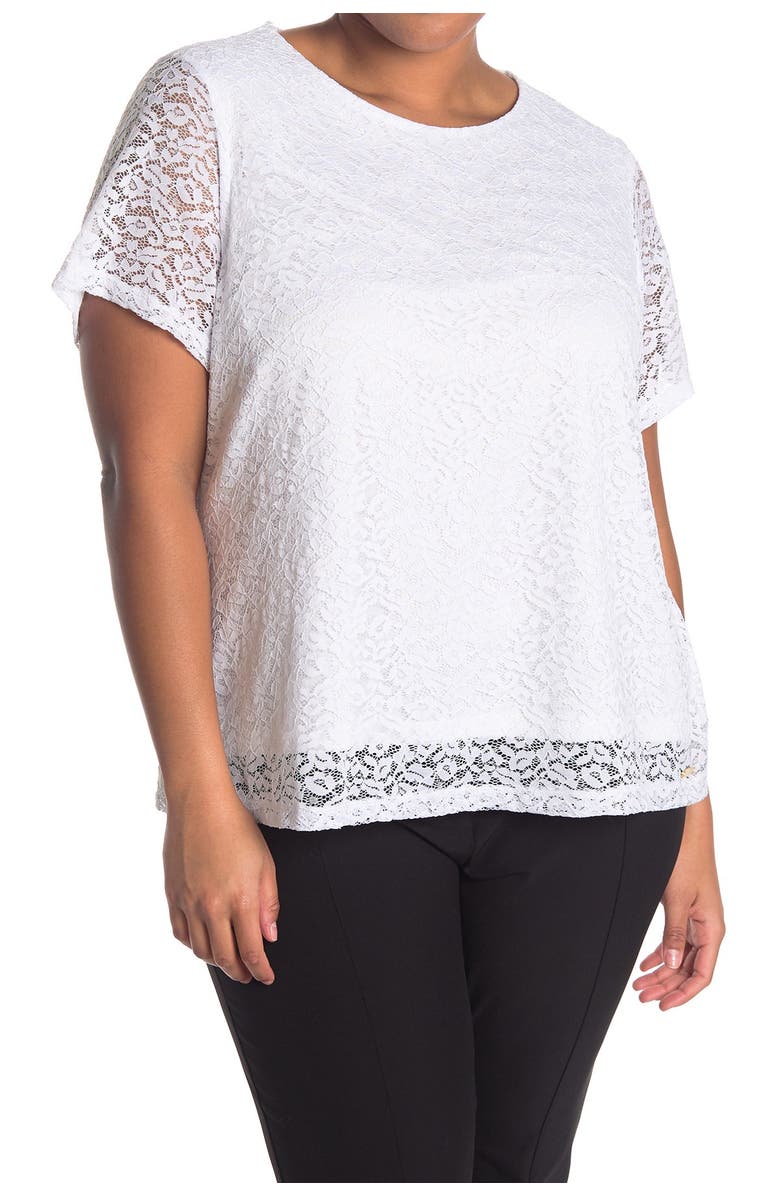 Calvin Klein Textured Lace Top, Alternate, color, 