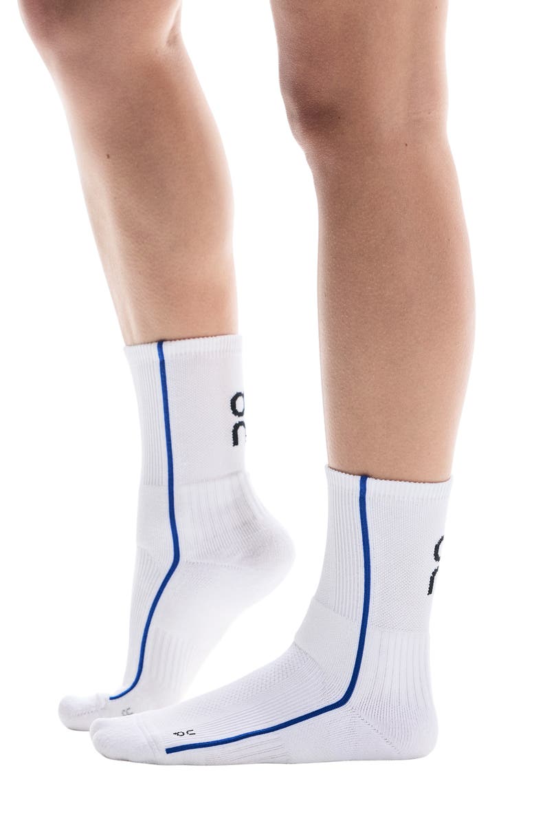 On Court Crew Socks, Main, color, White/ Indigo