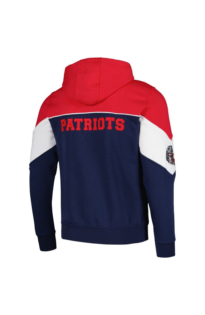 STARTER Men's Starter Navy/Red New England Patriots Running Back Full-Zip Hoodie, Alternate, color, Navy