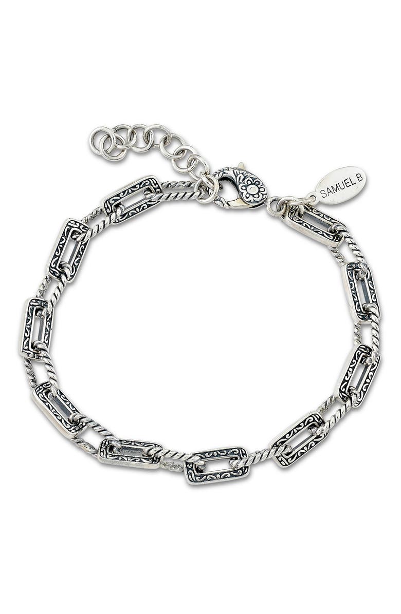 SAMUEL B. Sterling Silver Paper Clip Bracelet, Main, color,