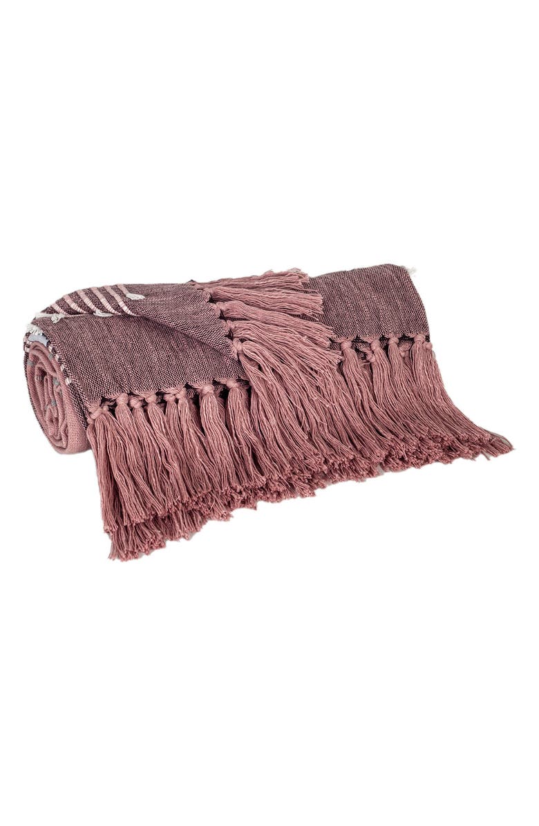 PARKLAND COLLECTION Adonia Fringe Throw Blanket, Alternate, color, Pink