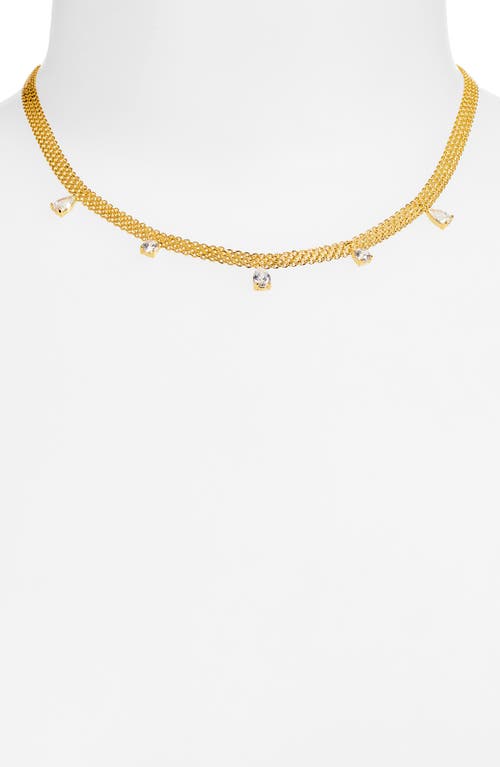 Nordstrom Cubic Zirconia Charm Mesh Collar Necklace In Gold