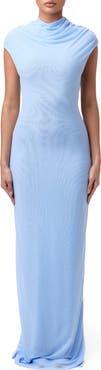Naked Wardrobe Drapey Mesh Maxi Cocktail Dress