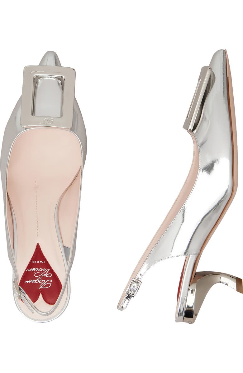 Roger Vivier Virgule Pointed Toe Slingback Pump, Alternate, color, Argento