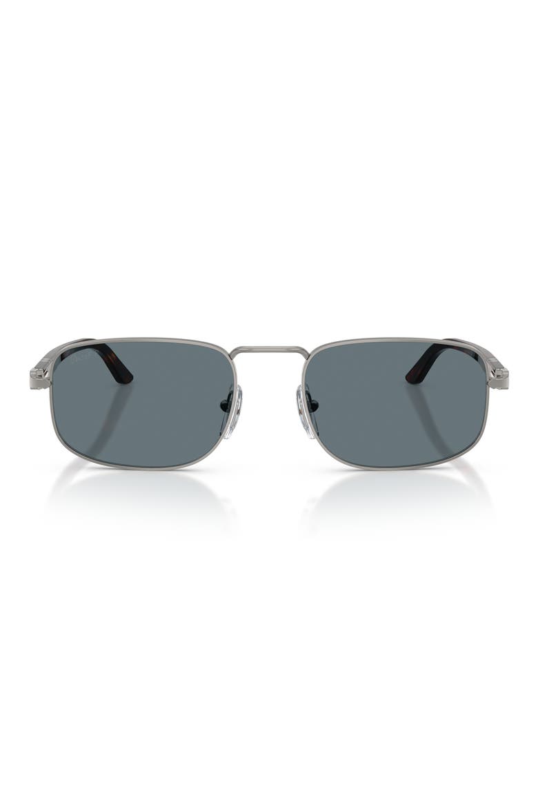 Gender Inclusive PO1027S 56mm Polarized Rectangle Sunglasses, Main, color, GUNMETAL / DARK BLUE POLAR