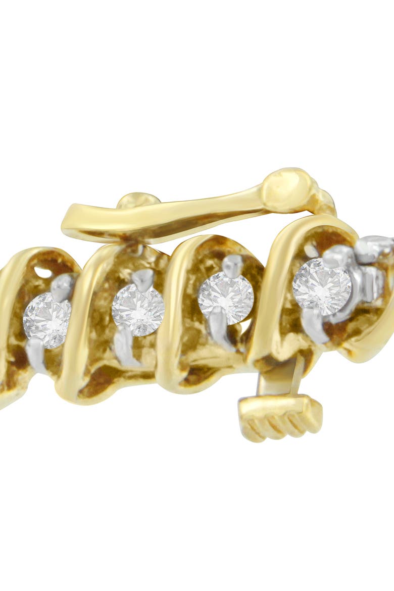 18K Yellow Gold Round Cut Diamond Spiral Link Bracelet, Alternate, color, Yellow