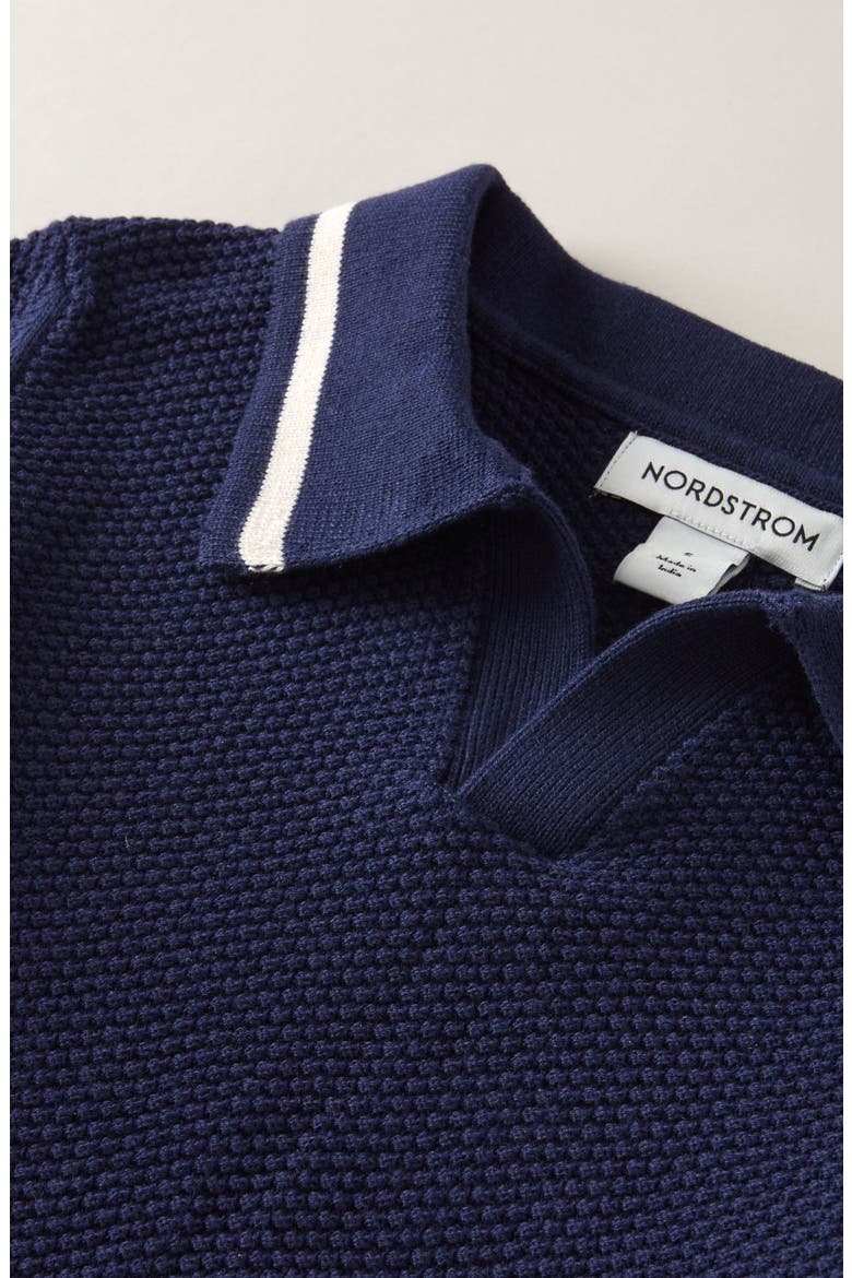 Kids' Texture Polo Sweater, Alternate, color, NAVY PEACOAT