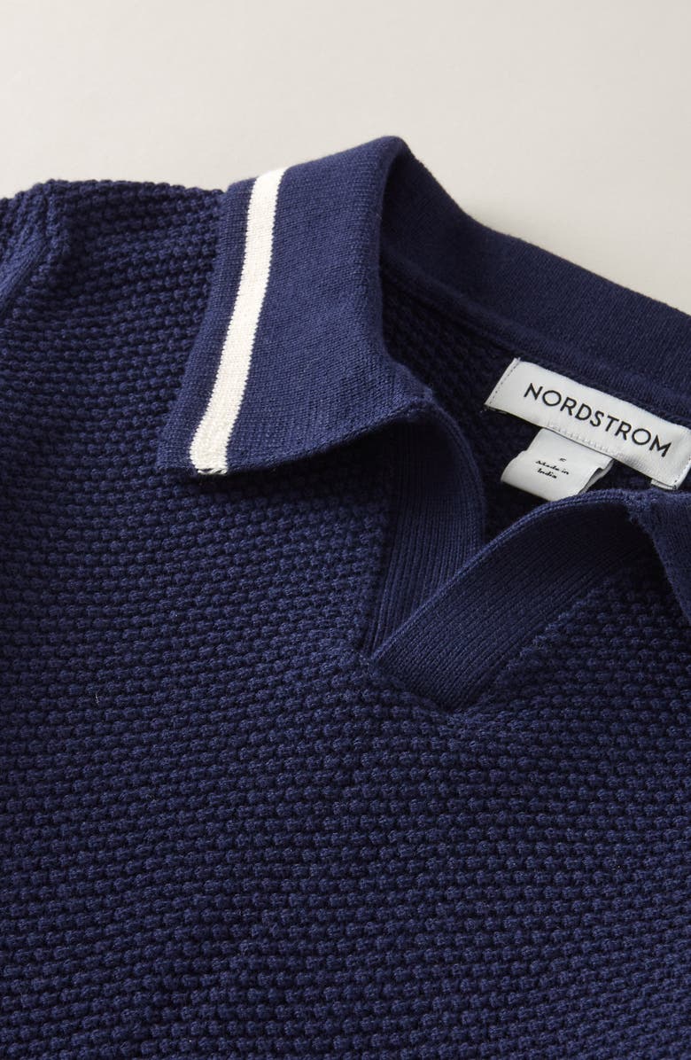 Nordstrom Kids' Texture Polo Sweater, Alternate, color, Navy Peacoat