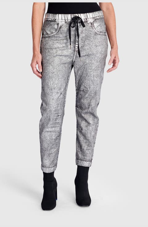 Metallic Boyfriend Jogger Jeans