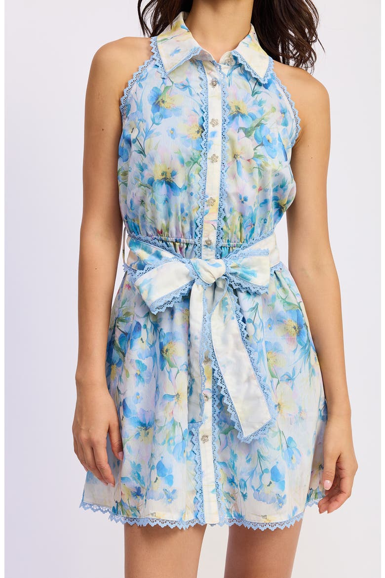 Vivian Tie Waist Shirtdress, Alternate, color, IVORY BLUE YELLOW
