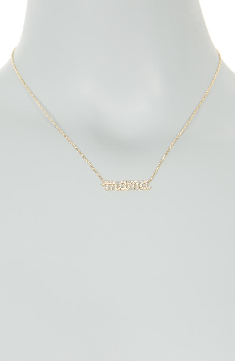 RON HAMI 14K Gold Pavé Diamond Mama Pendant Necklace - 0.19 ctw., Alternate, color, 