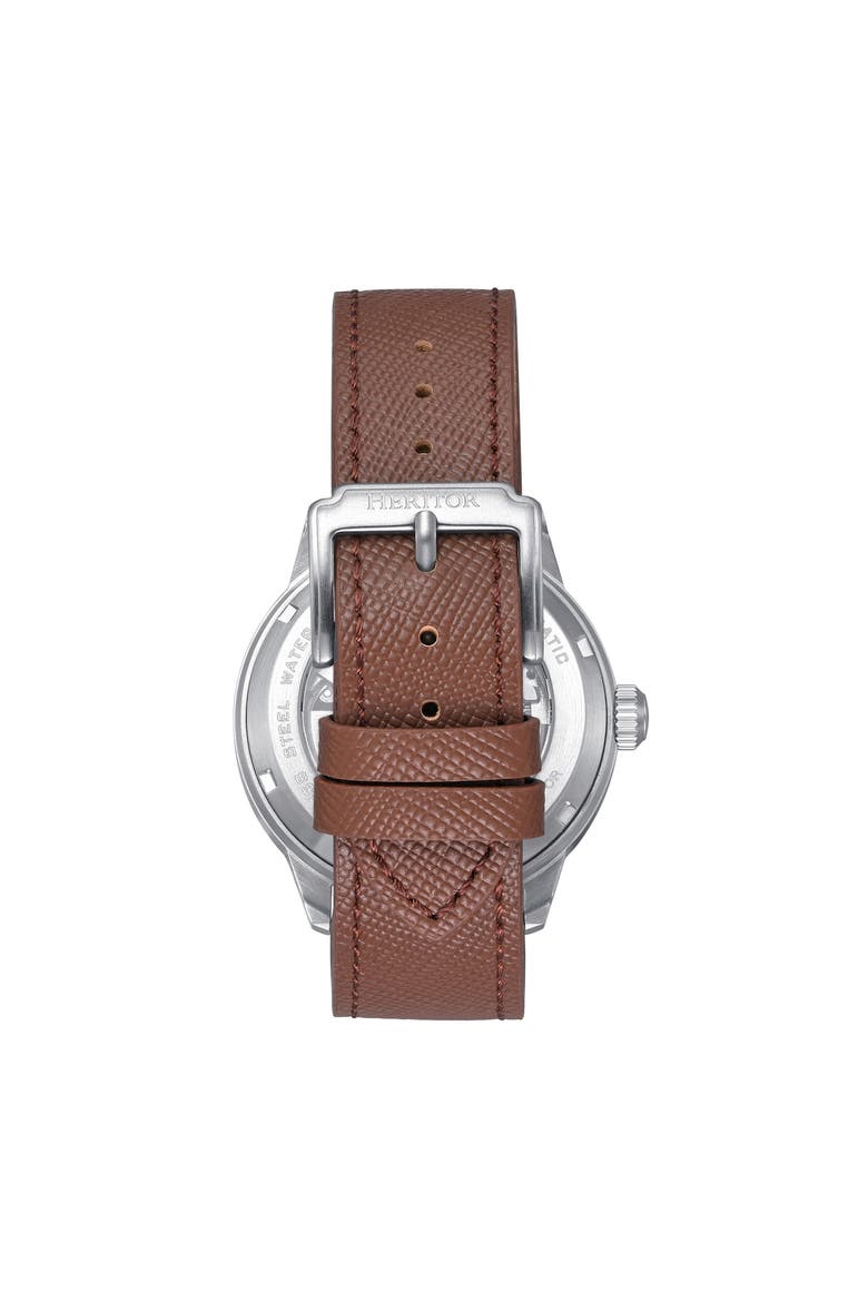 Argento Leather-Band Watch, Alternate, color, White/Silver/Brown