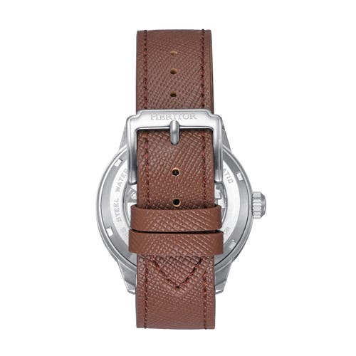 Heritor Automatic Argento Leather-band Watch In Brown