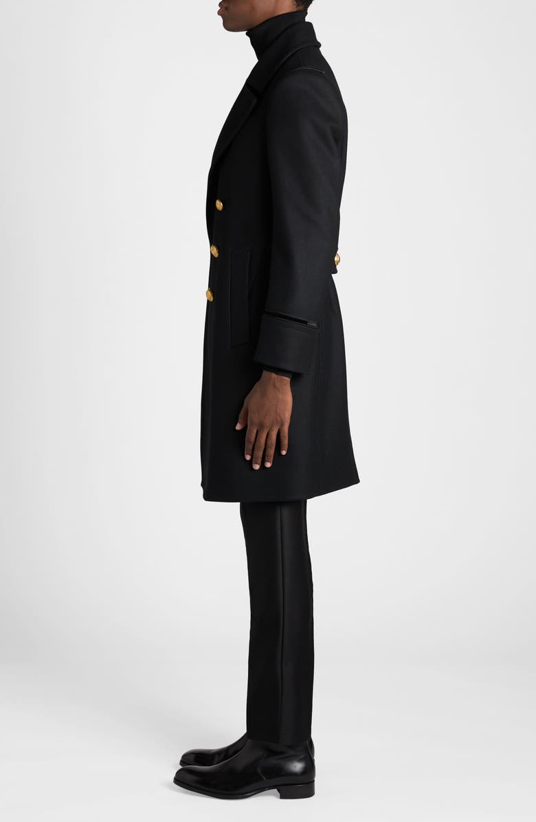 TOM FORD Double Breasted Wool Felt Martingale Coat, Alternate, color, Black