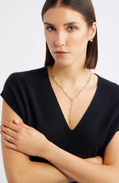 Nordstrom Hammered Paper Clip Chain Y-necklace In Gold