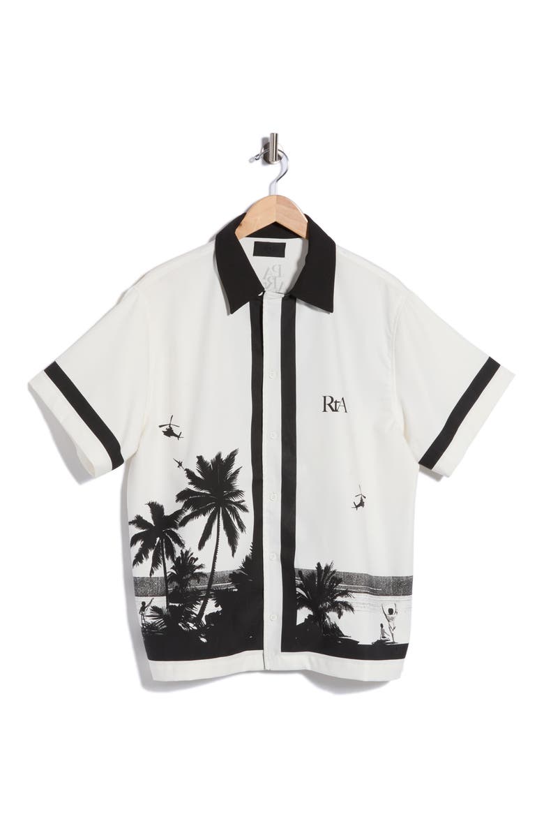 Nathan Button-Up Shirt, Alternate, color, WHITE PALM TREES
