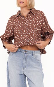 Petal & Pup Ashe Floral Crop Button-Up Shirt