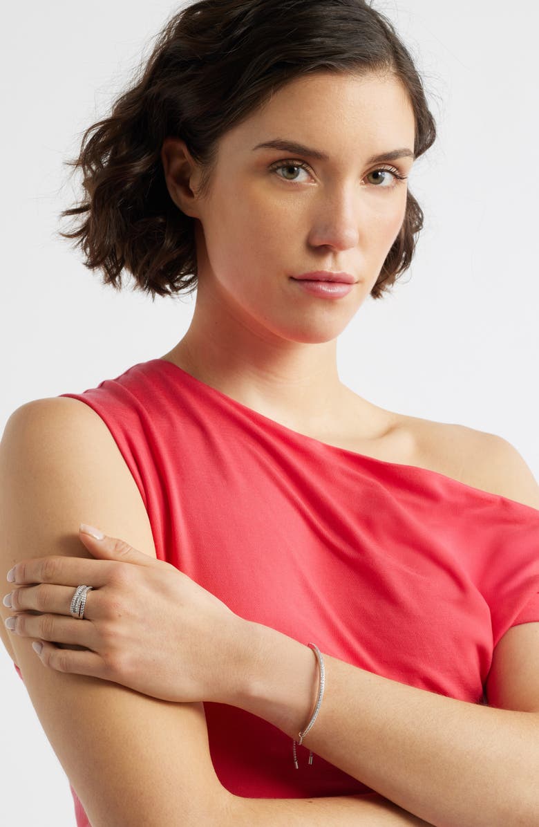 Nordstrom Cubic Zirconia Baguette Overlap Ring, Alternate, color, Clear- Silver