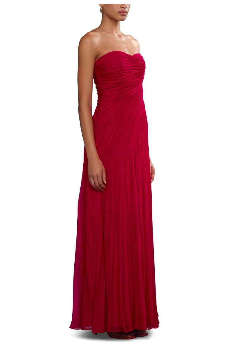 AMUR Elea asymmetrical pleated gown, Alternate, color, Solstice Red
