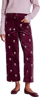 Boden Embroidered Corduroy Ankle Pants