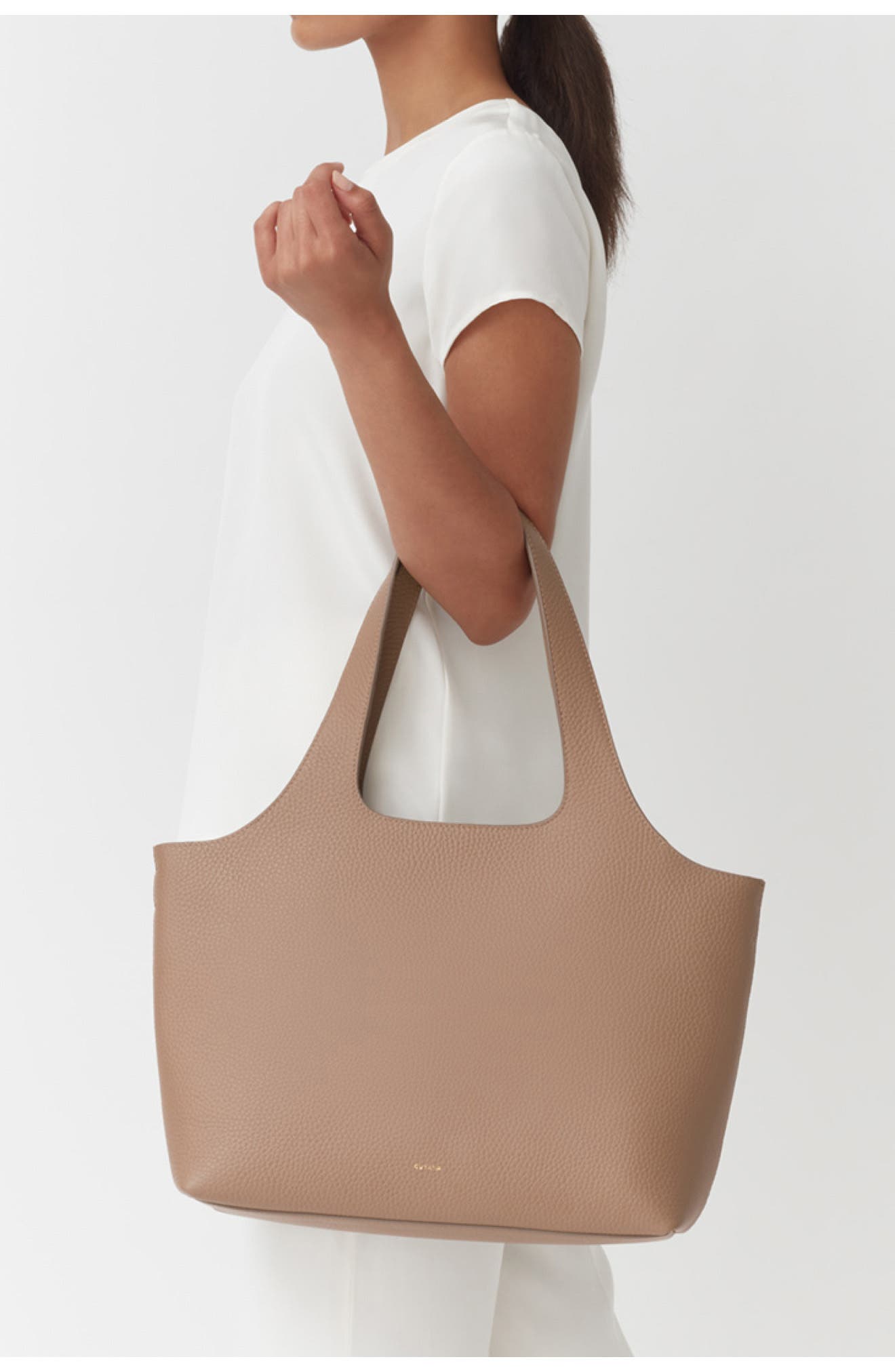 Cuyana System 13-Inch Laptop Leather Tote, Alternate, color, Cappuccino