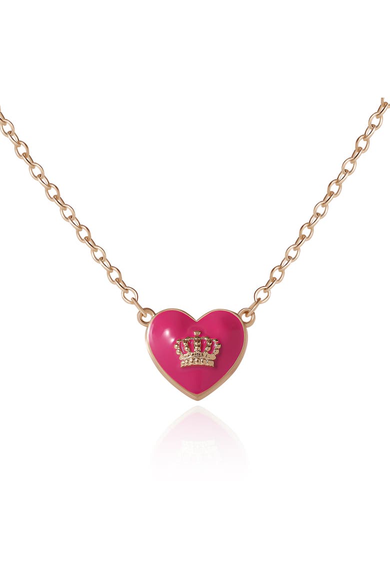 Crown Heart Necklace & Earring Set, Alternate, color, gold, red