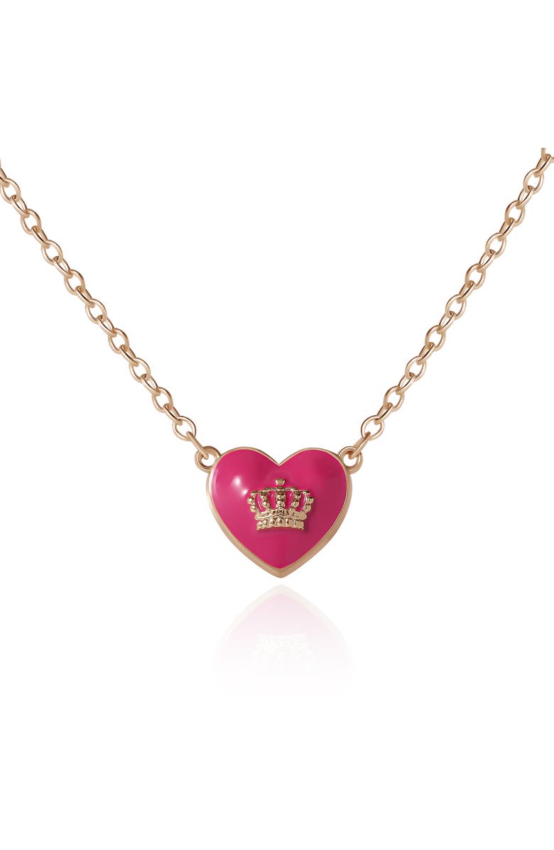 Juicy Couture Kids Crown Heart Necklace & Earring Set, Alternate, color, Gold, Red