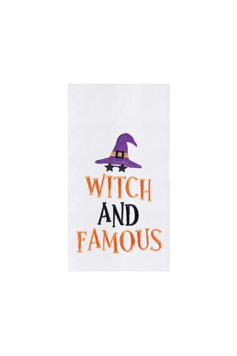 Halloween "Witch and Famous" Embroidered 100% Cotton Flour Sack Dishtowel, Main, color, Purple