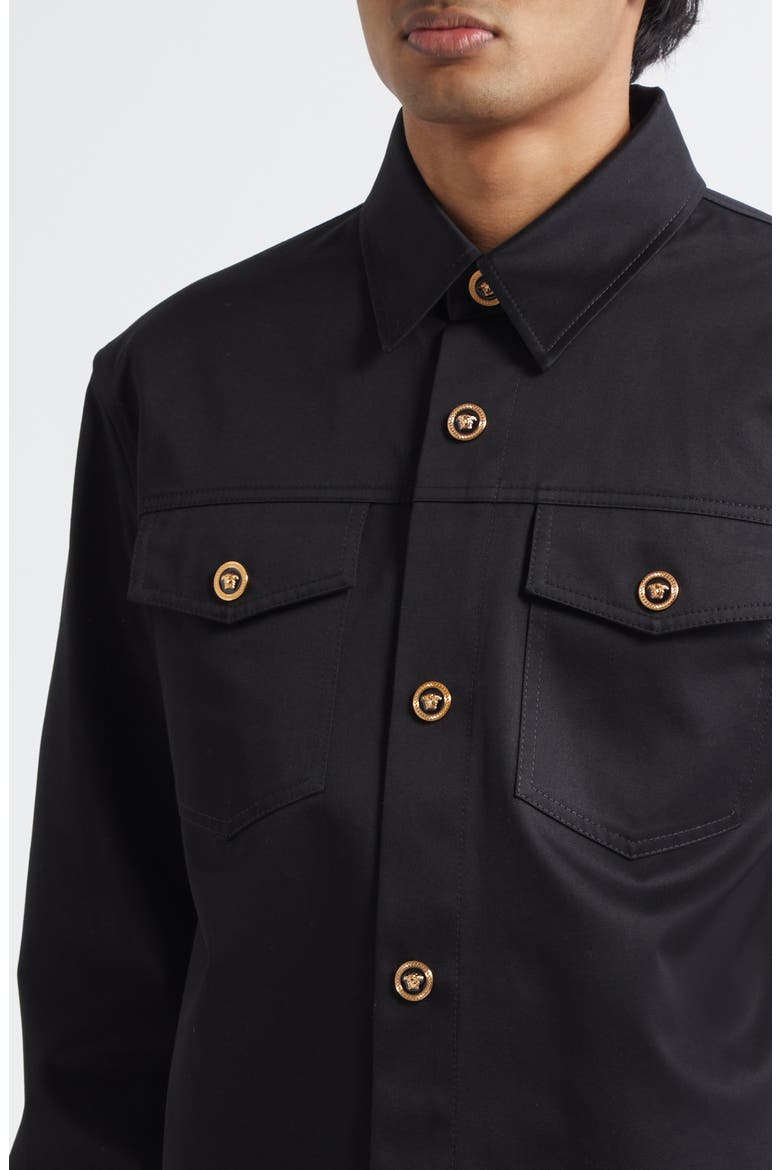 Cotton Gabardine Overshirt, Alternate, color, BLACK