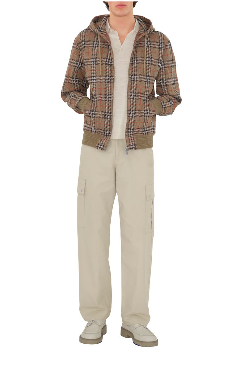 Burberry Check Cotton Blend Zip Hoodie, Main, color, 