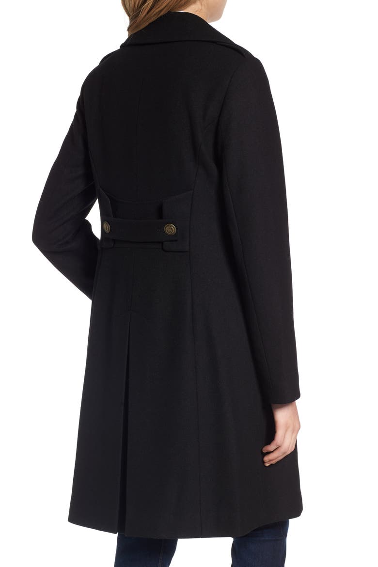 Long Wool Blend Military Coat, Alternate, color, BLACK